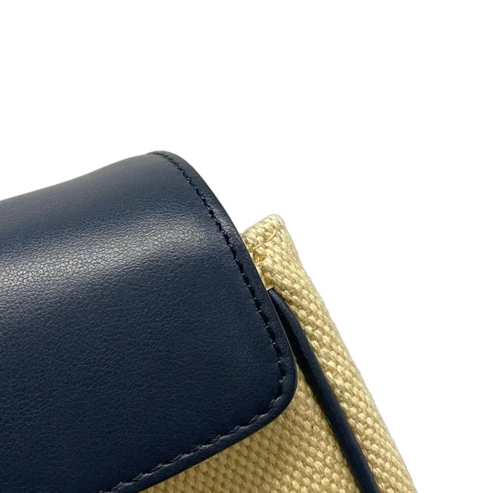 Celine Teen Soft 16 (Seau) Shoulder Bag 196852DJ9.01NA Beige Navy Fabric Leather